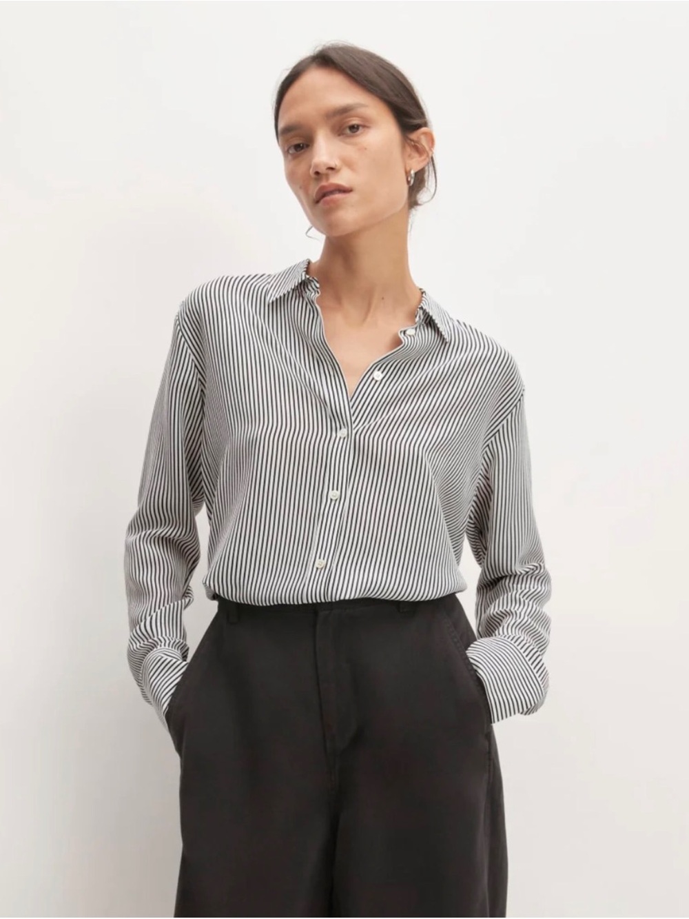 EVERLANE Striped Button Down Shirt Size 00